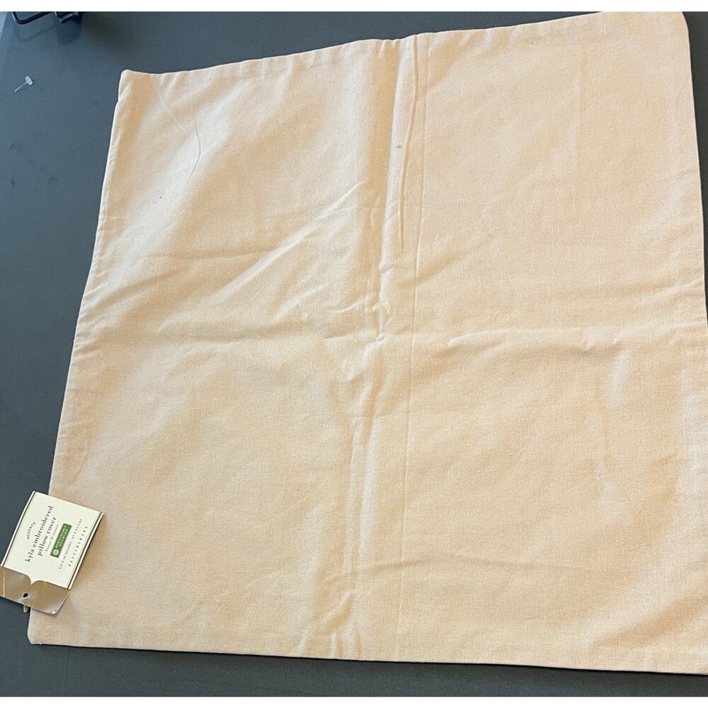 Pottery Barn Kyla Floral Embroidered Pillow Cover Pink White Square Cotton 18x18 - Picture 4 of 7